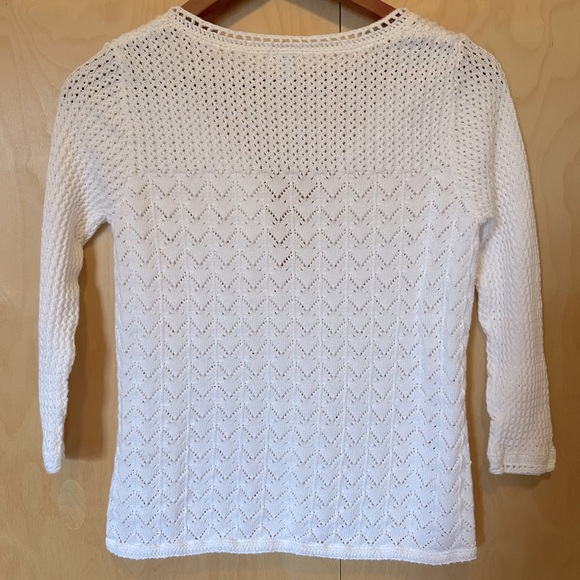 L.L. Bean women’s S white pointelle cardigan - Picture 2 of 3